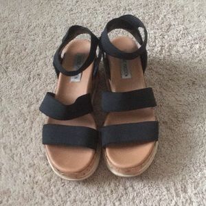 Steve Madden black bandi platform wedge sandals